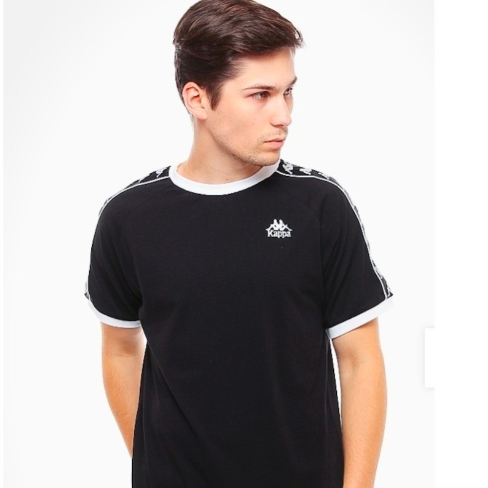 Kappa Unisex Ringer T-Shirt Tape‎ Sleeve Crew Neck Size XL